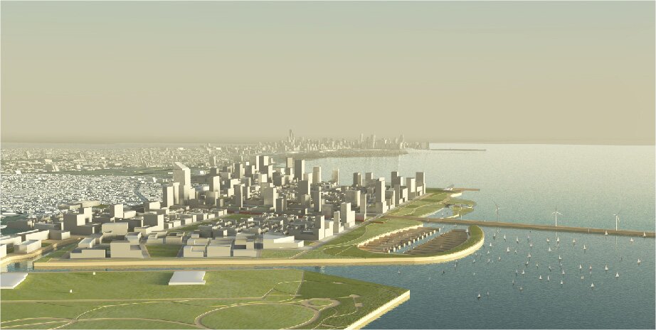 Lakeside, facing north toward downtown